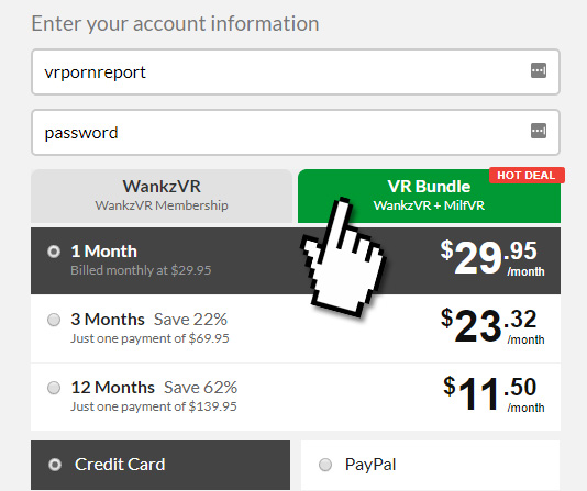 WankzVR + MilfVR special VR porn discount bundle offer